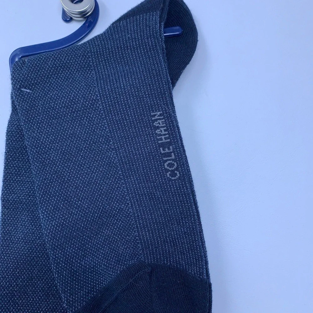 Cole Haan Mens 10-13 Navy Blue Micro Pattern Dress Crew Socks NWT